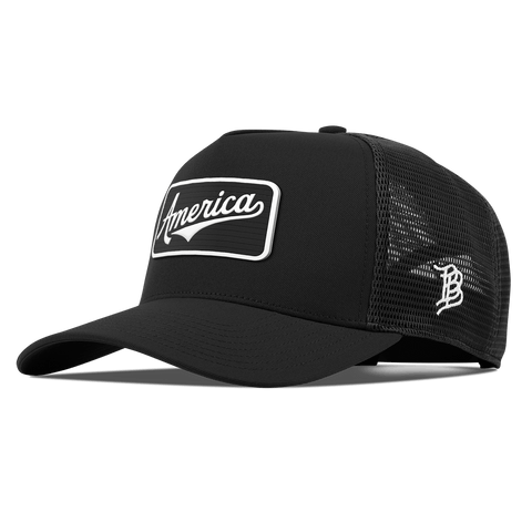 Vintage America Badge Curved 5 Panel Trucker Black