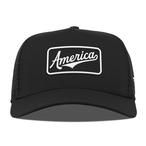 Vintage America Badge Curved 5 Panel Trucker Black