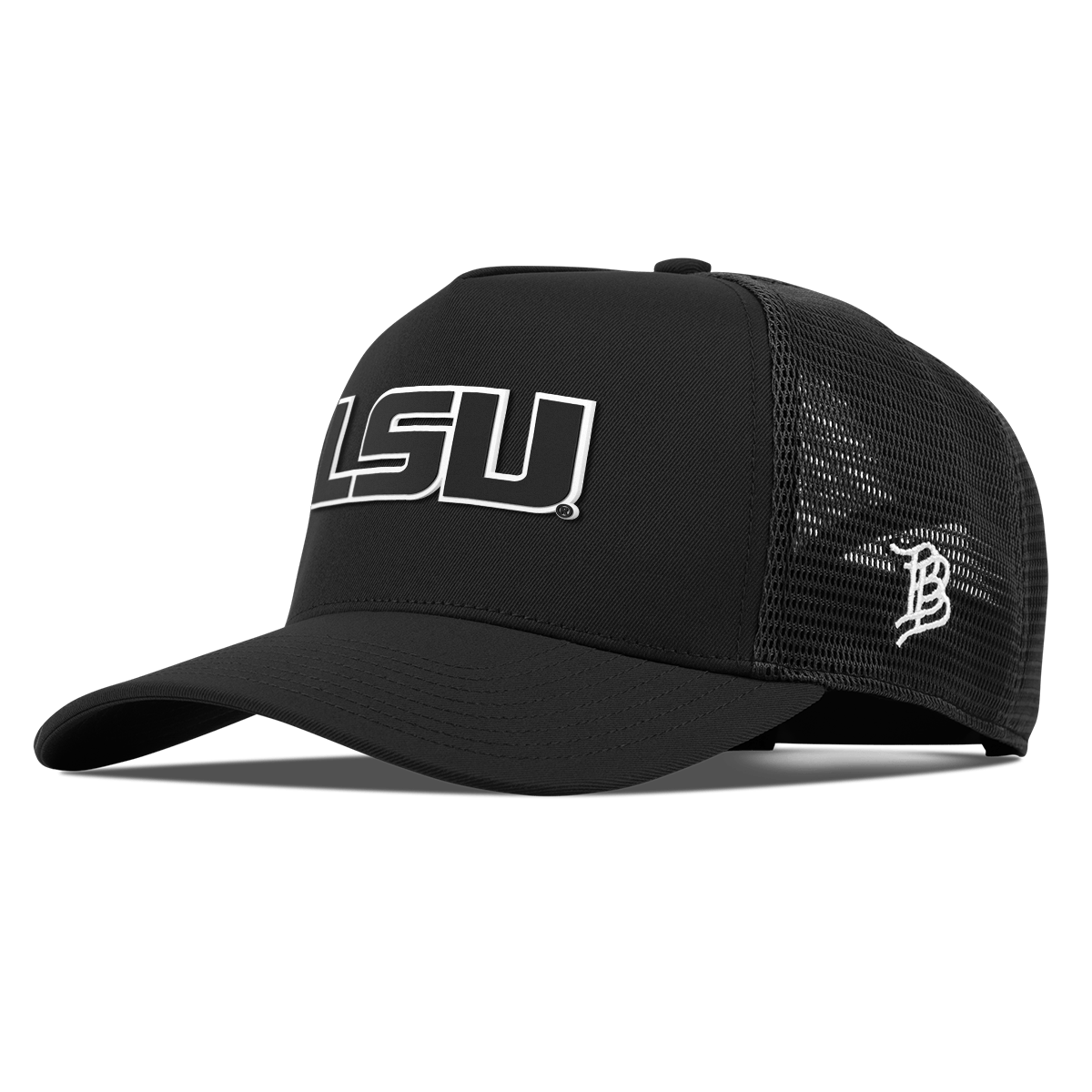 Louisiana State University "Vintage LSU Block" Curved 5 Panel Trucker Black