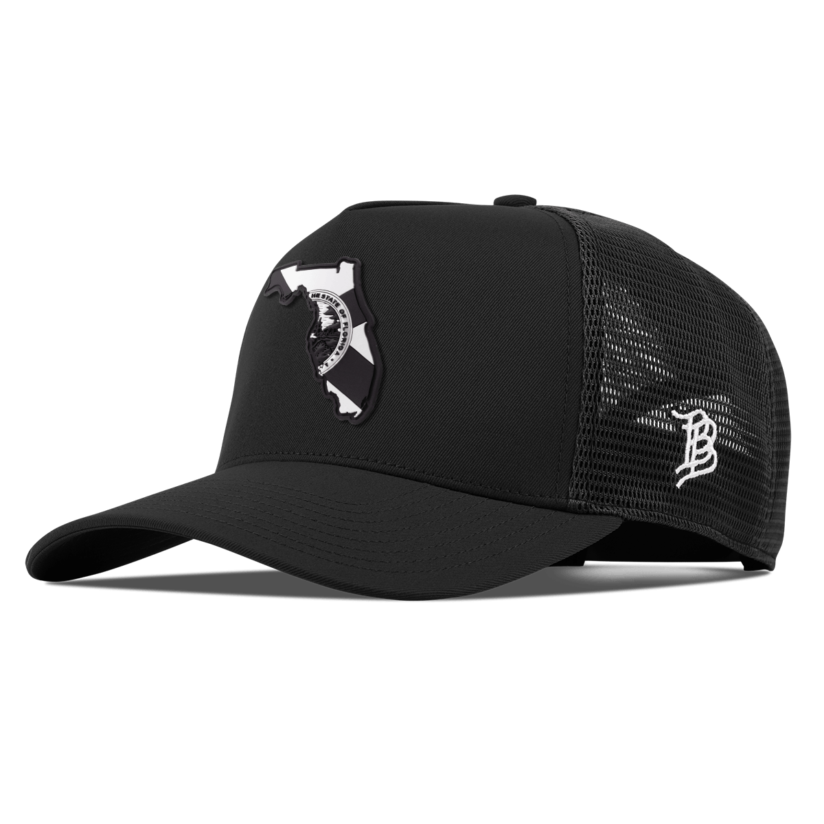 Florida Vintage Curved 5 Panel Trucker Black