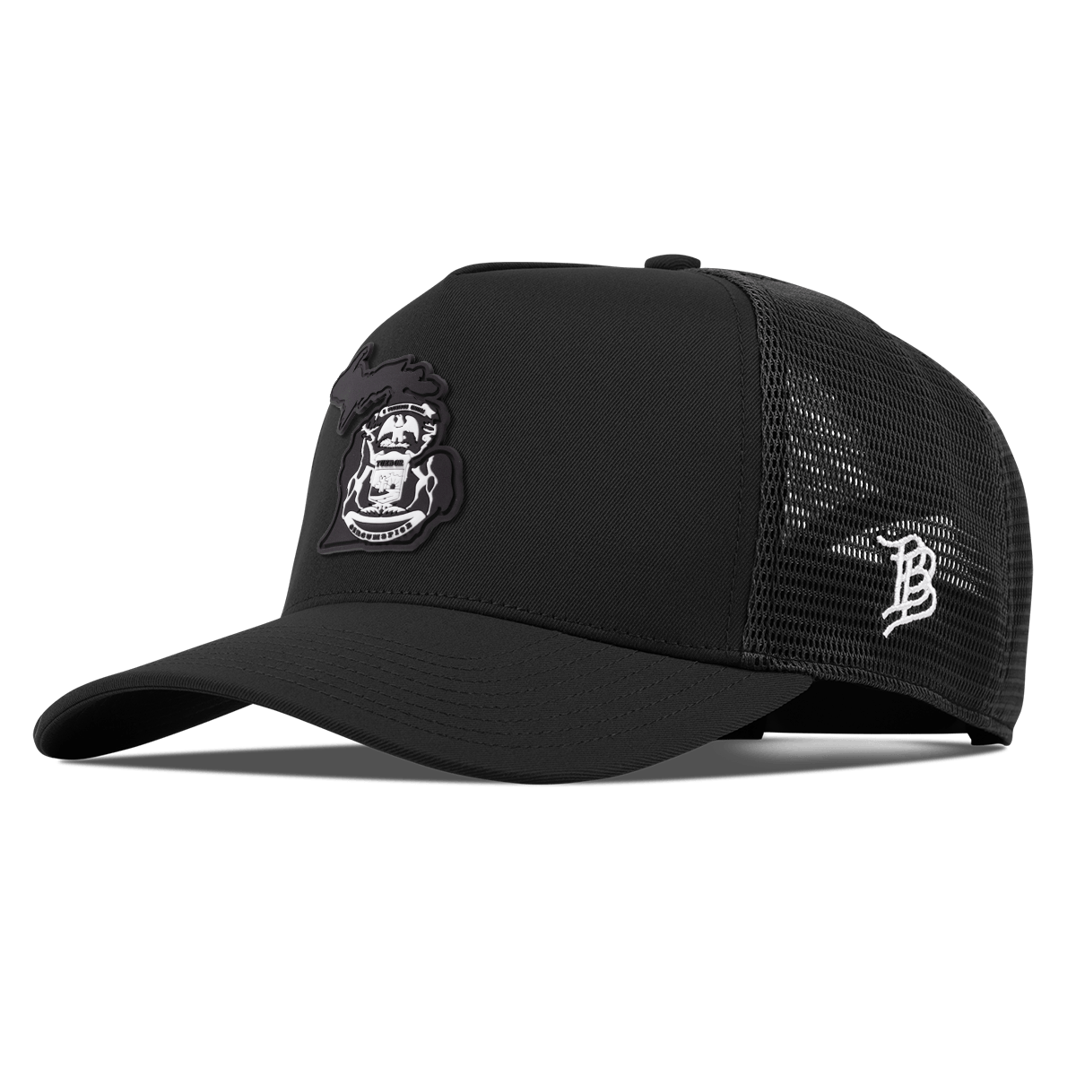 Michigan Vintage Curved 5 Panel Trucker Black