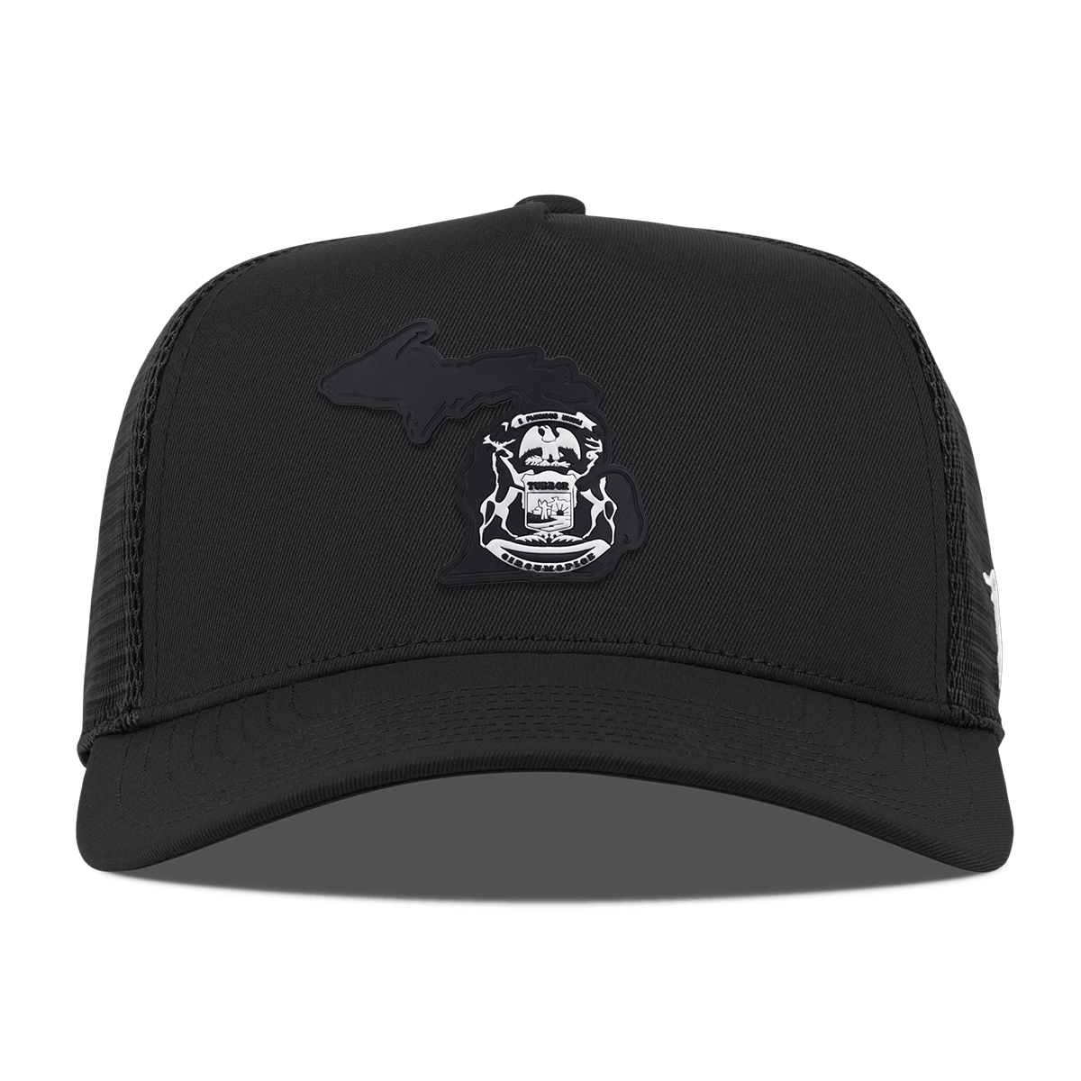 Michigan Vintage Curved 5 Panel Trucker Black