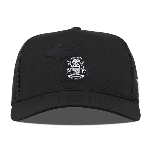 Michigan Vintage Curved 5 Panel Trucker Black