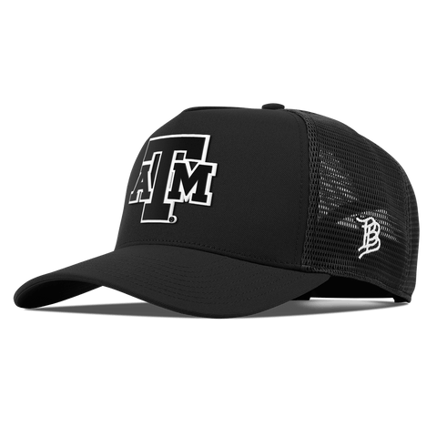 Texas A&M University "Vintage Texas A&M Block" Curved 5 Panel Trucker Black