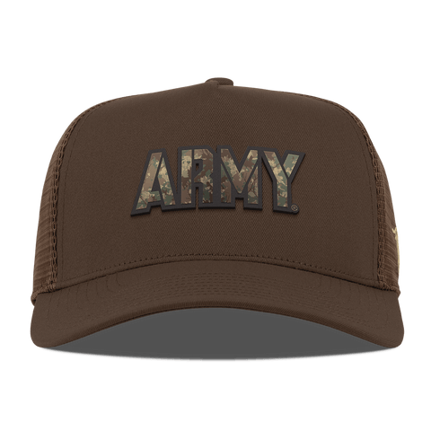 Army "Army Timber Camo Series" Curved 5 Panel Trucker Brown