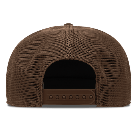 Minnesota Timber Camo Patriot Curved 5 Panel Trucker Brown Back