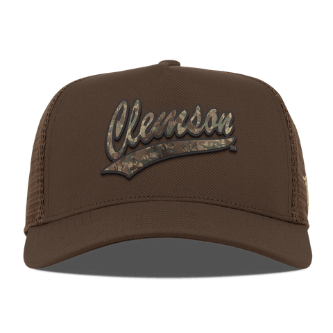 Clemson University "Clemson Timber Camo Series" Curved 5 Panel Trucker Brown