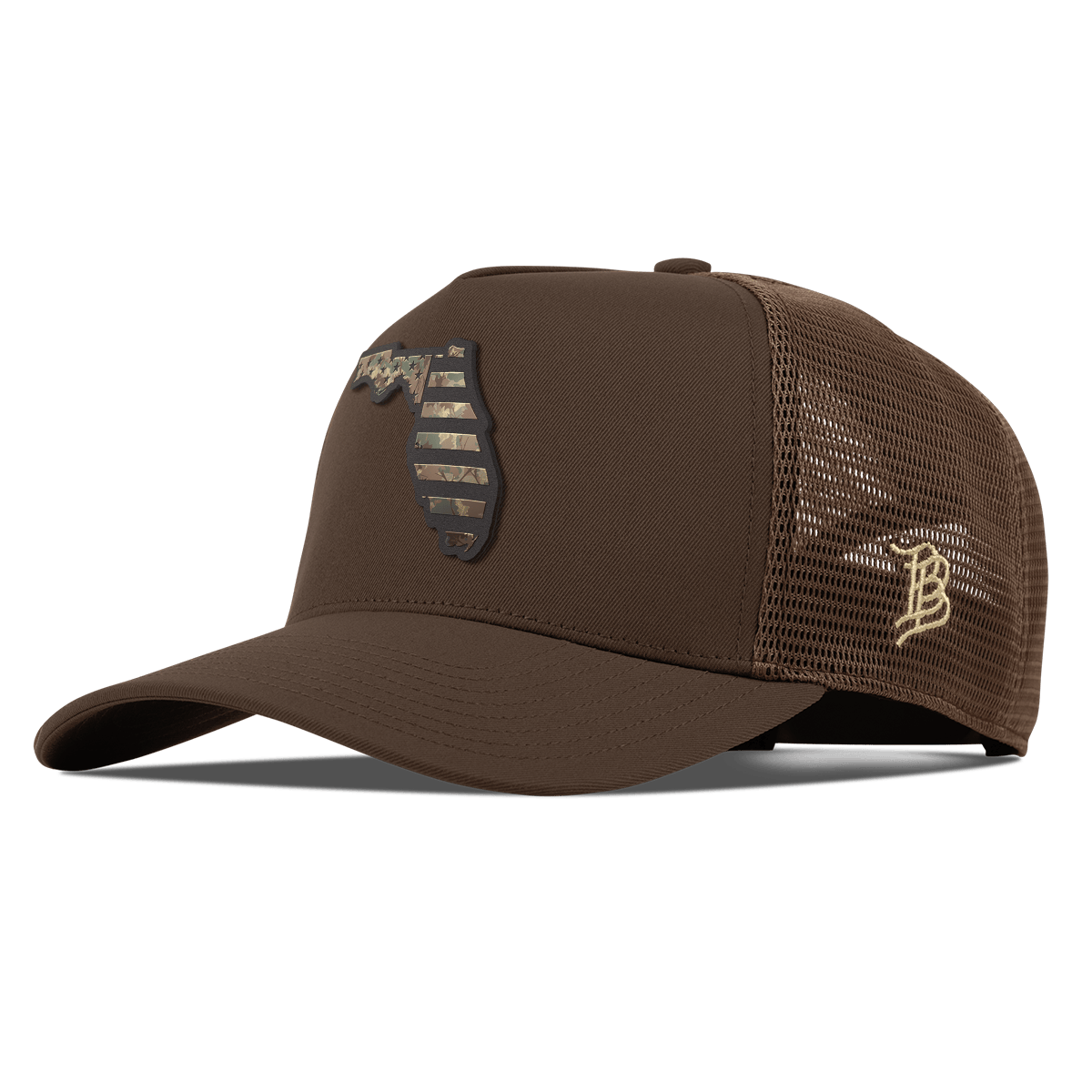 Florida Timber Camo Patriot Curved 5 Panel Trucker Brown