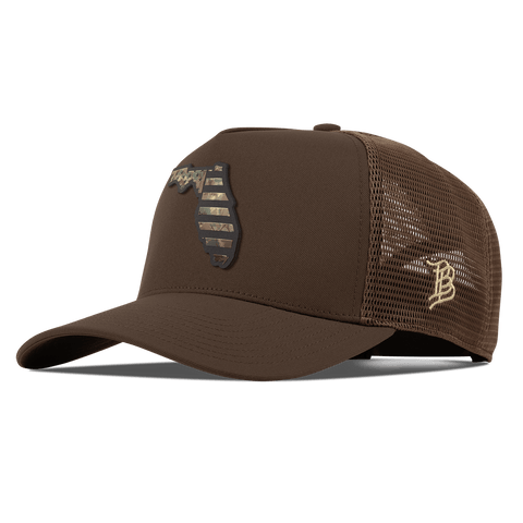 Florida Timber Camo Patriot Curved 5 Panel Trucker Brown