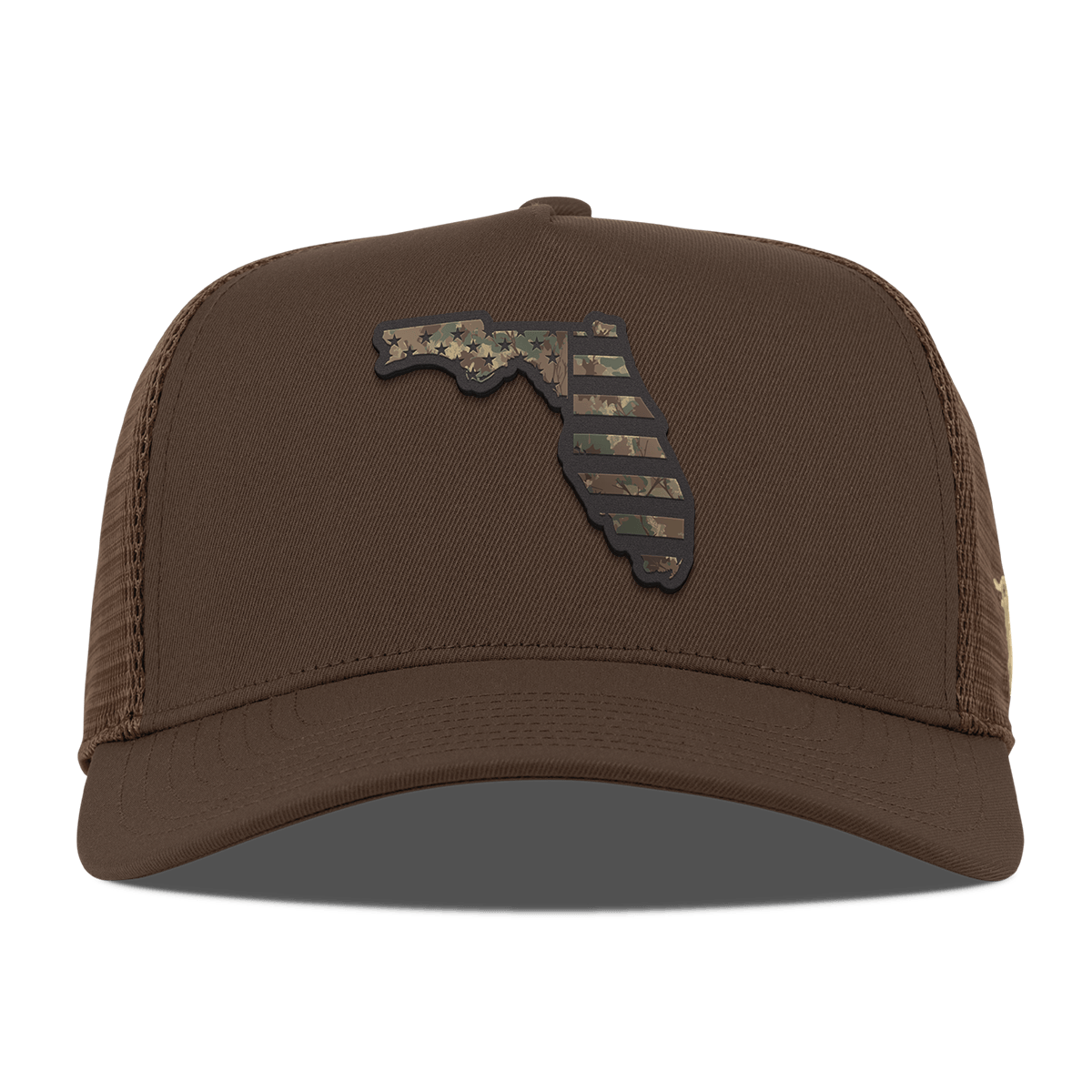 Florida Timber Camo Patriot Curved 5 Panel Trucker Brown