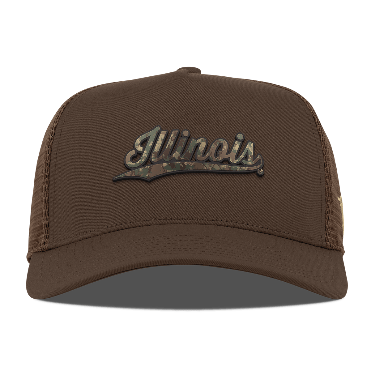 University of Illinois "Illinois Timber Camo Script" Curved 5 Panel Trucker Brown
