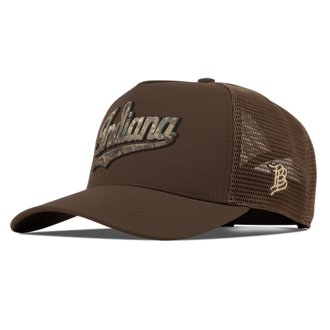 Indiana University "Indiana Timber Camo Series" Curved 5 Panel Trucker Brown
