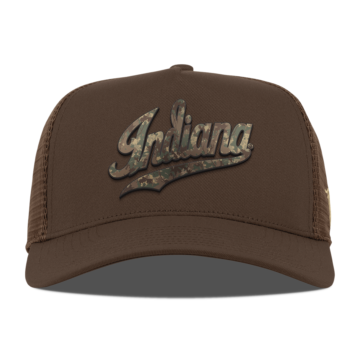 Indiana University "Indiana Timber Camo Series" Curved 5 Panel Trucker Brown