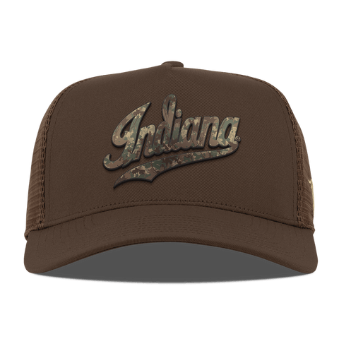 Indiana University "Indiana Timber Camo Series" Curved 5 Panel Trucker Brown