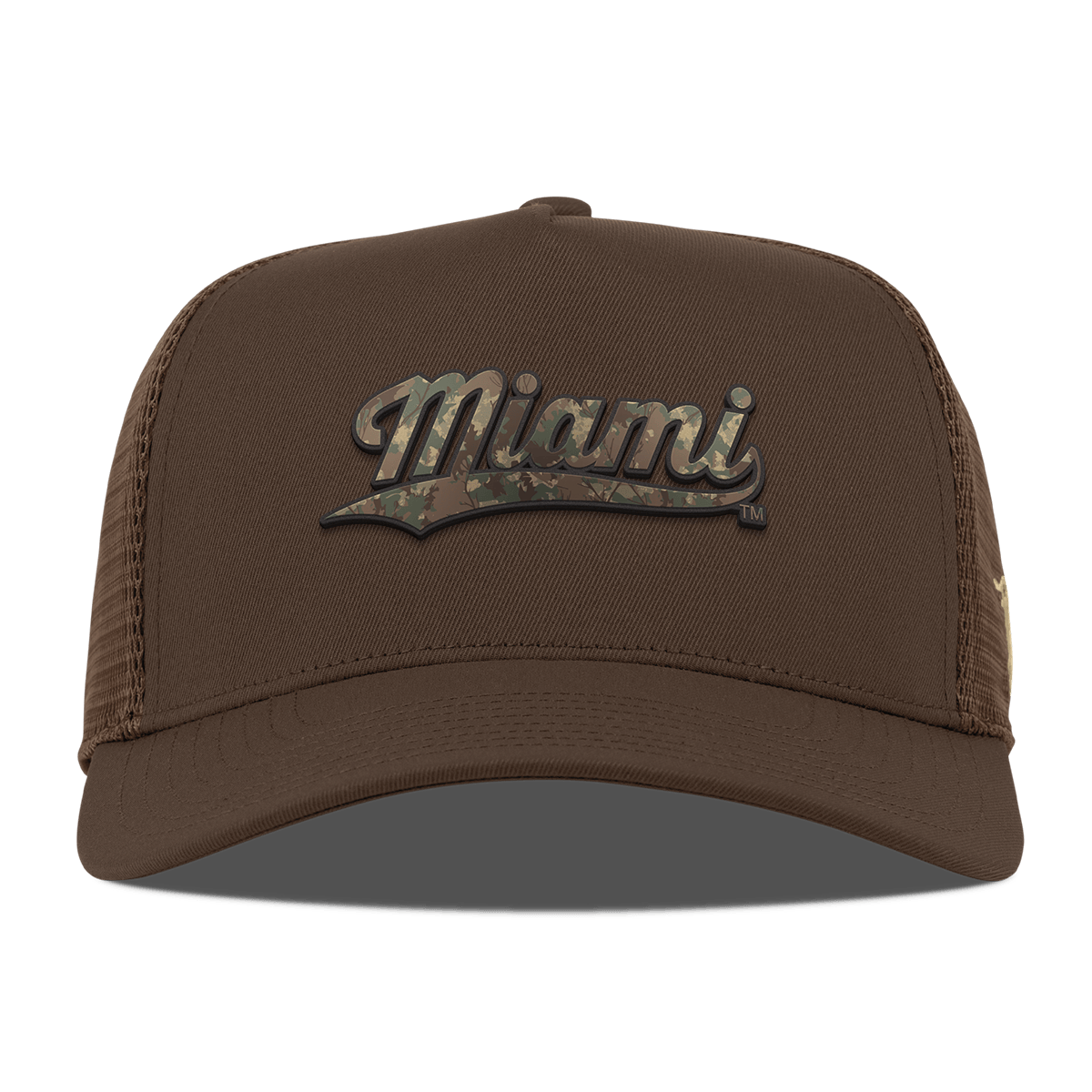 University of Miami "Miami Timber Camo Series" Curved 5 Panel Trucker Brown