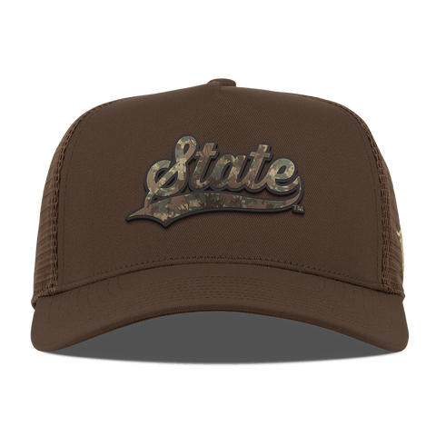 Michigan State University "Michigan State Timber Camo Series" Curved 5 Panel Trucker Brown