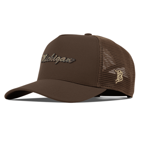 University of Michigan "Michigan Timber Camo Series" Curved 5 Panel Trucker Brown