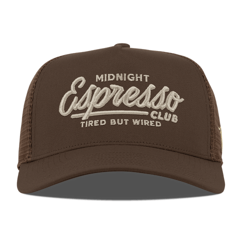 Midnight Espresso Club Curved 5 Panel Trucker Brown
