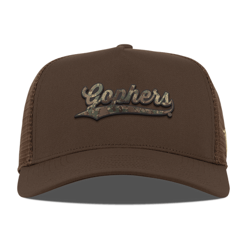 University of Minnesota "Minnesota Timber Camo Series" Curved 5 Panel Trucker Brown