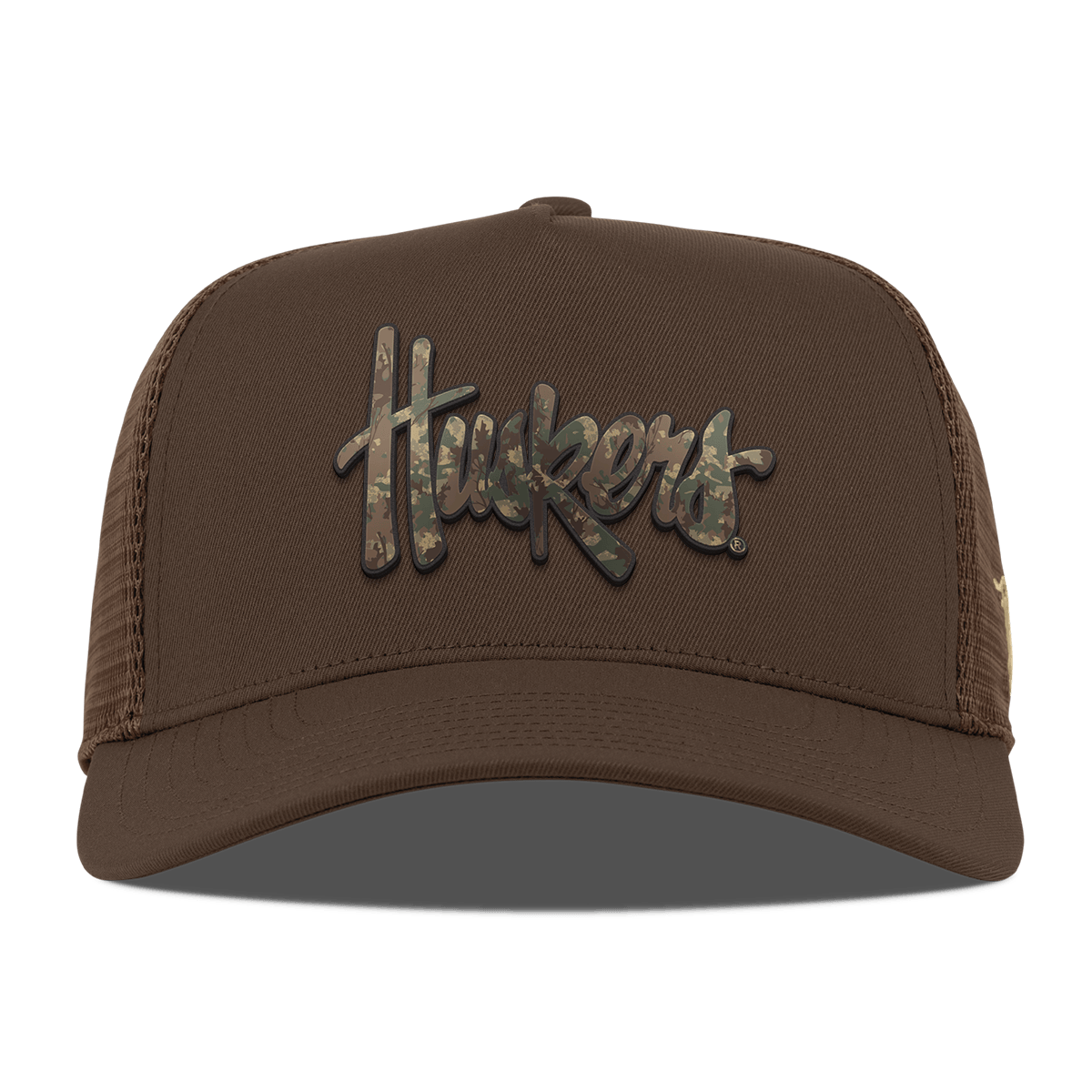 University of Nebraska "Nebraska Timber Camo Series" Curved 5 Panel Trucker Brown