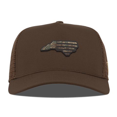 North Carolina Timber Camo Patriot Curved 5 Panel Trucker Brown