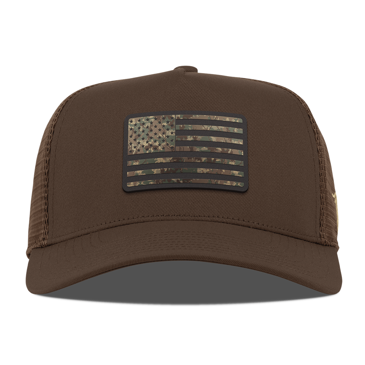 Old Glory Timber Camo Patriot Curved 5 Panel Trucker Brown