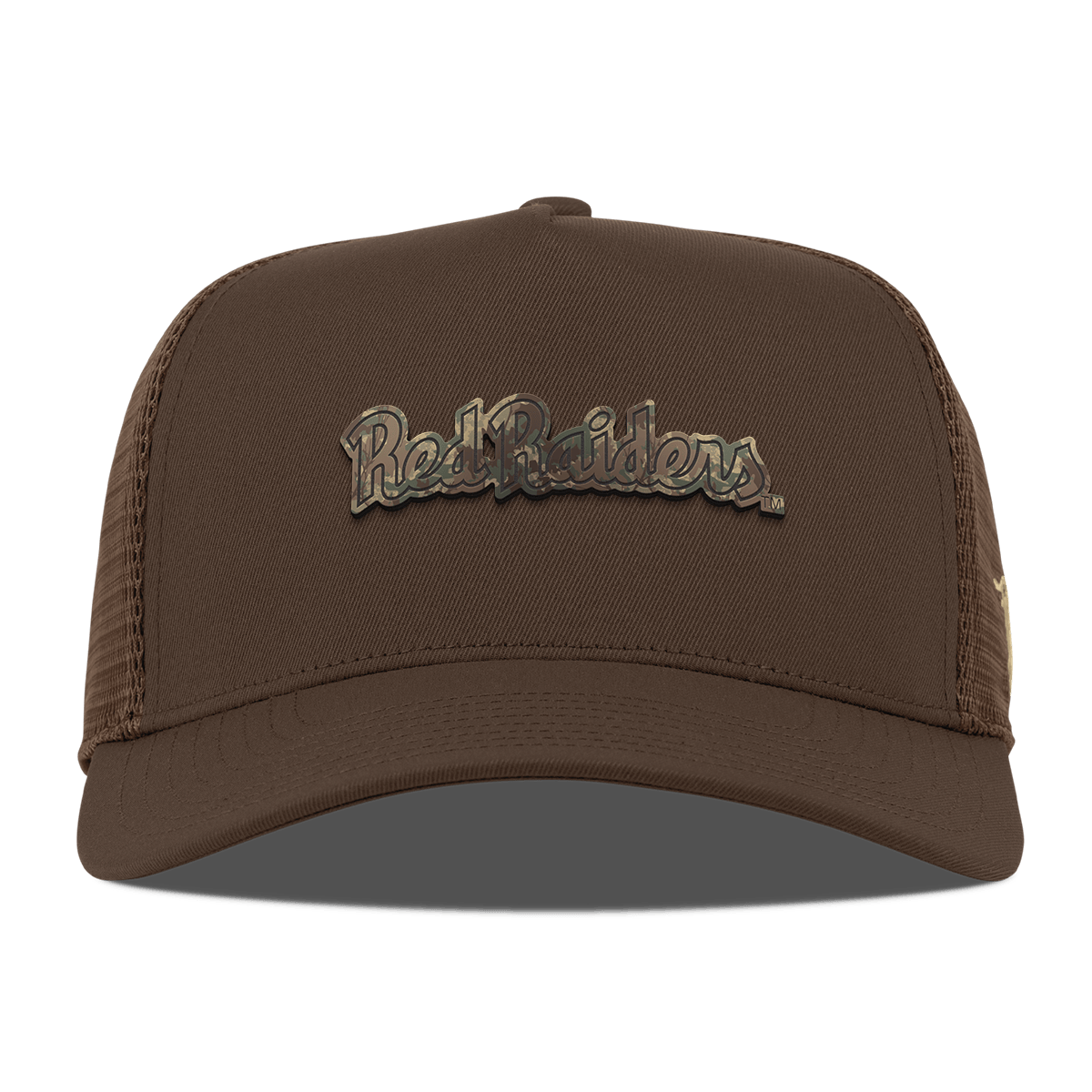 Texas Tech University "Red Raiders Timber Camo Script" Curved 5 Panel Trucker Brown