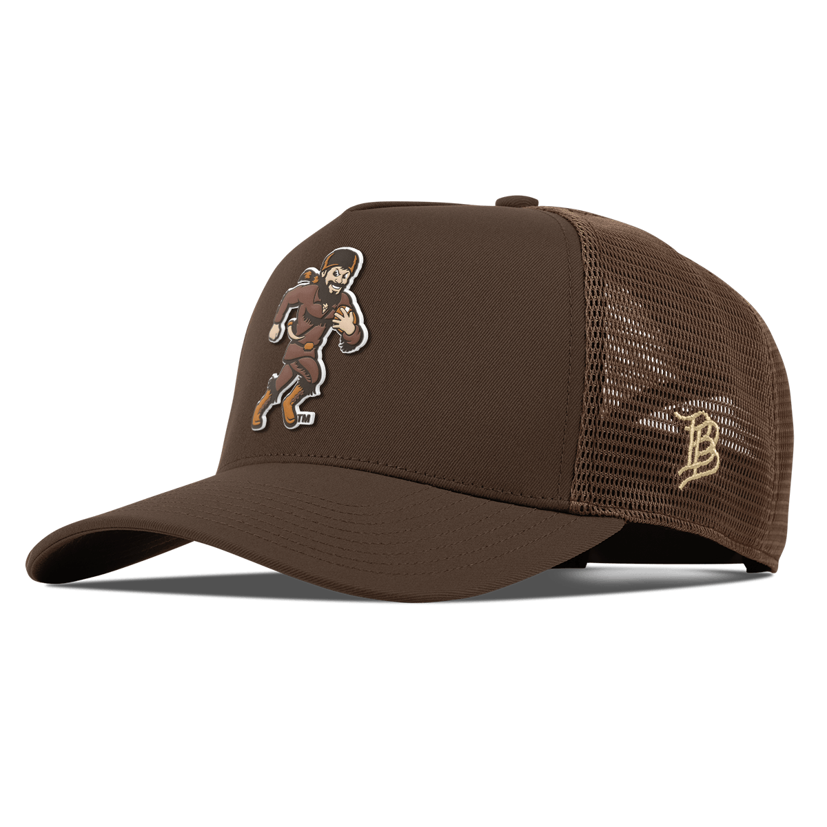 West Virginia University "WVU Mountaineer Football Logo" Curved 5 Panel Trucker Brown