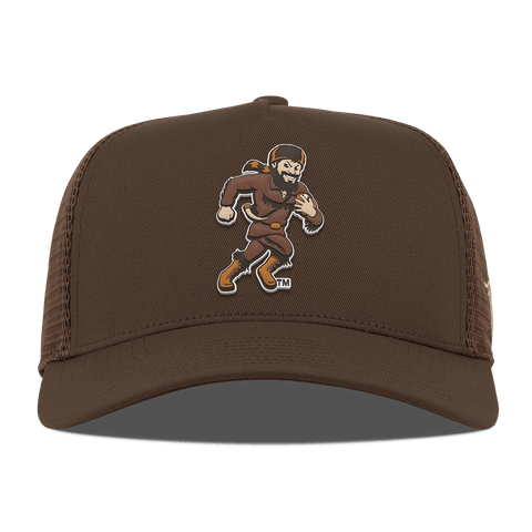 West Virginia University "WVU Mountaineer Football Logo" Curved 5 Panel Trucker Brown