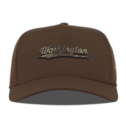 University of Washington "Washington Timber Camo Series" Curved 5 Panel Trucker Brown