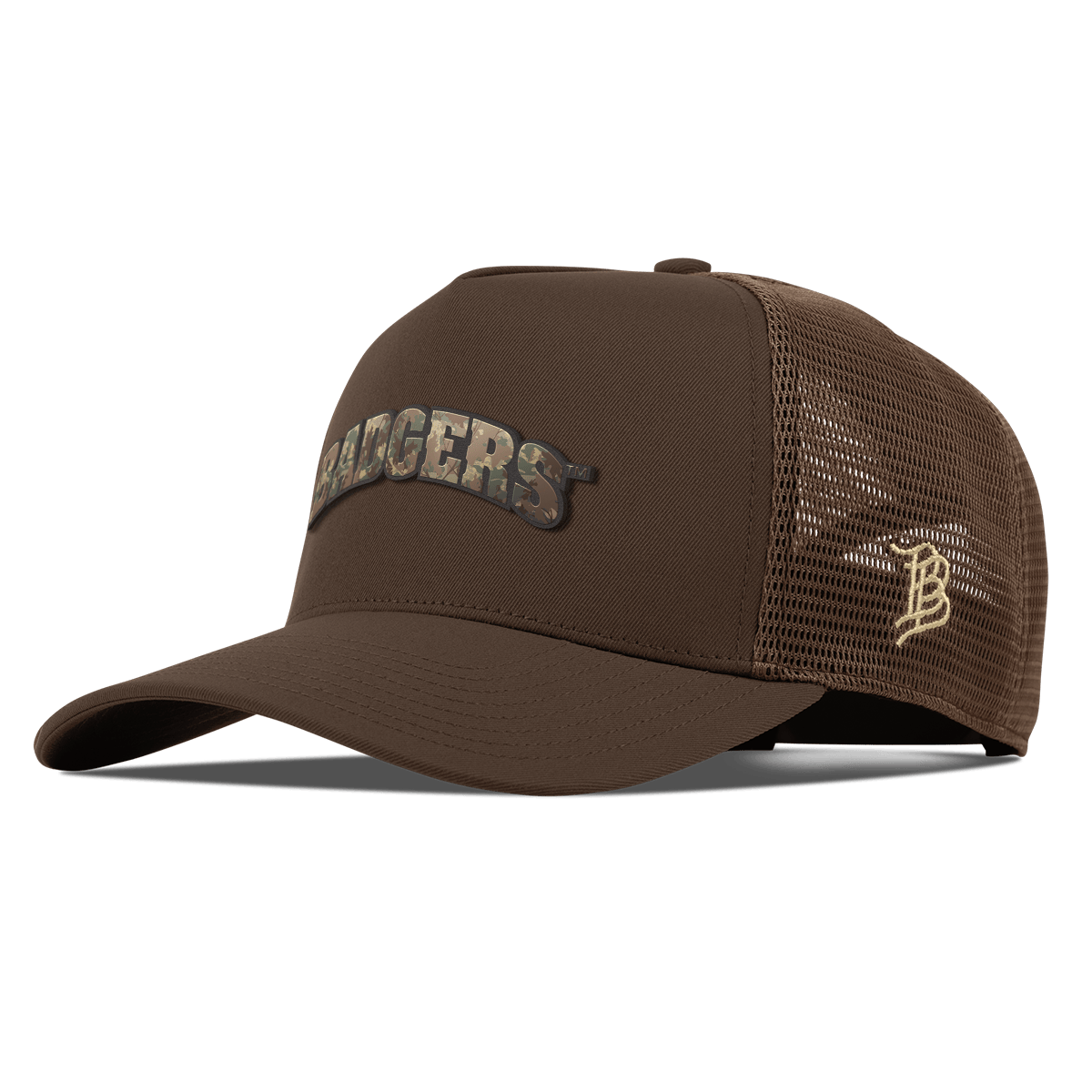 University of Wisconsin "Wisconsin Timber Camo Series" Curved 5 Panel Trucker Brown