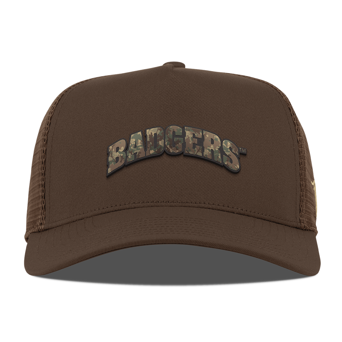 University of Wisconsin "Wisconsin Timber Camo Series" Curved 5 Panel Trucker Brown