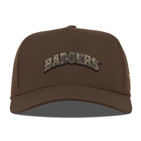 University of Wisconsin "Wisconsin Timber Camo Series" Curved 5 Panel Trucker Brown