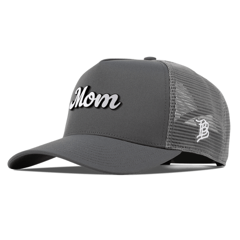Mom Script Curved 5 Panel Trucker Iron