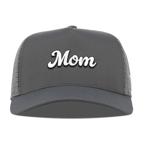 Mom Script Curved 5 Panel Trucker Iron