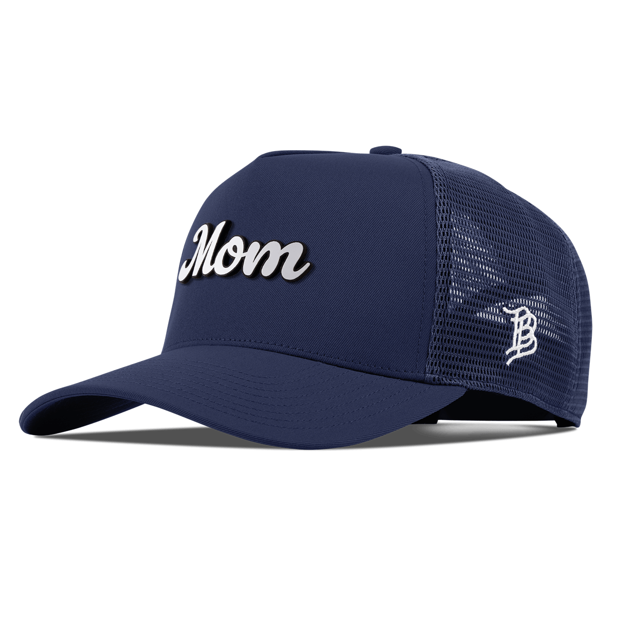 Mom Script Curved 5 Panel Trucker Navy