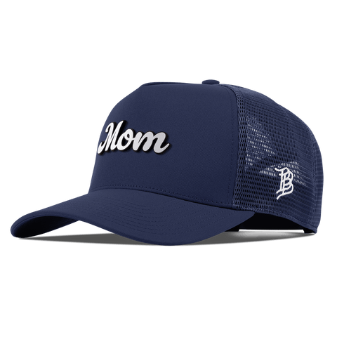 Mom Script Curved 5 Panel Trucker Navy