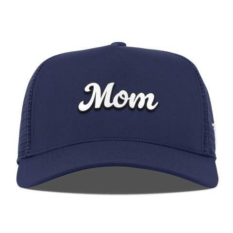 Mom Script Curved 5 Panel Trucker Navy