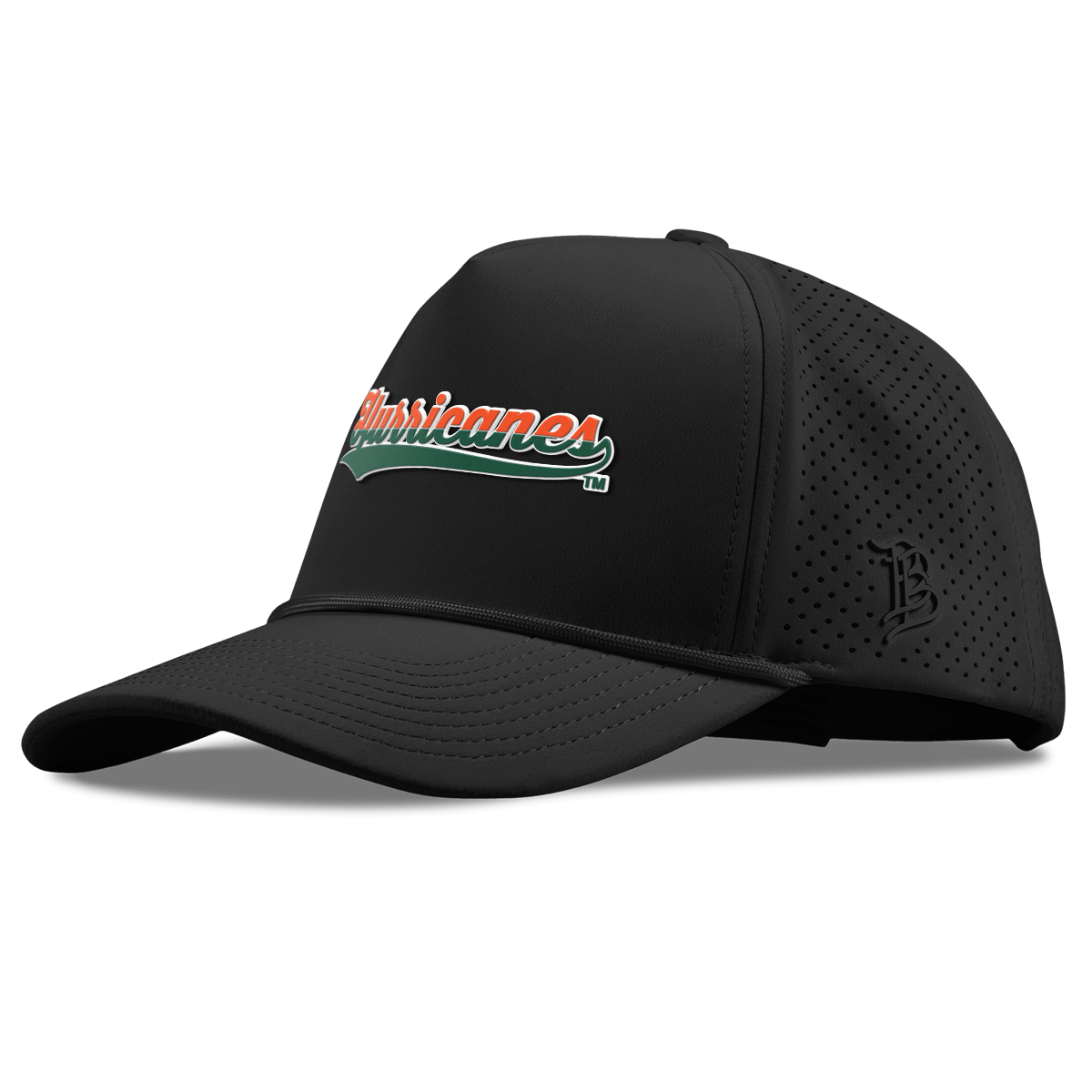 University of Miami "Hurricanes Script" Curved Elite XGen™ 5 Panel Rope Black