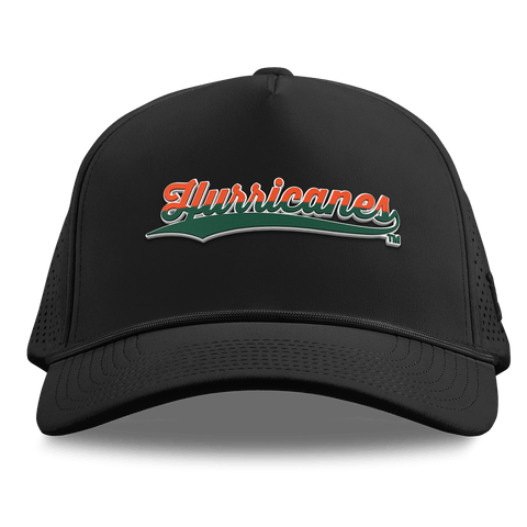 University of Miami "Hurricanes Script" Curved Elite XGen™ 5 Panel Rope Black