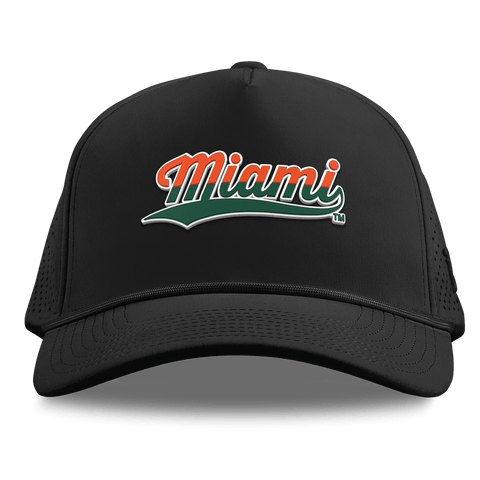 University of Miami "Miami Script" Curved Elite XGen™ 5 Panel Rope Black