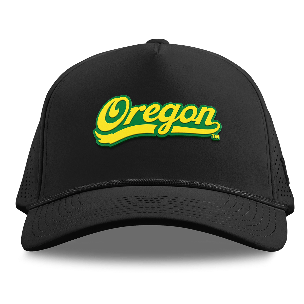 University of Oregon "Oregon Script" Curved Elite XGen™ 5 Panel Rope Black