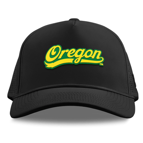 University of Oregon "Oregon Script" Curved Elite XGen™ 5 Panel Rope Black