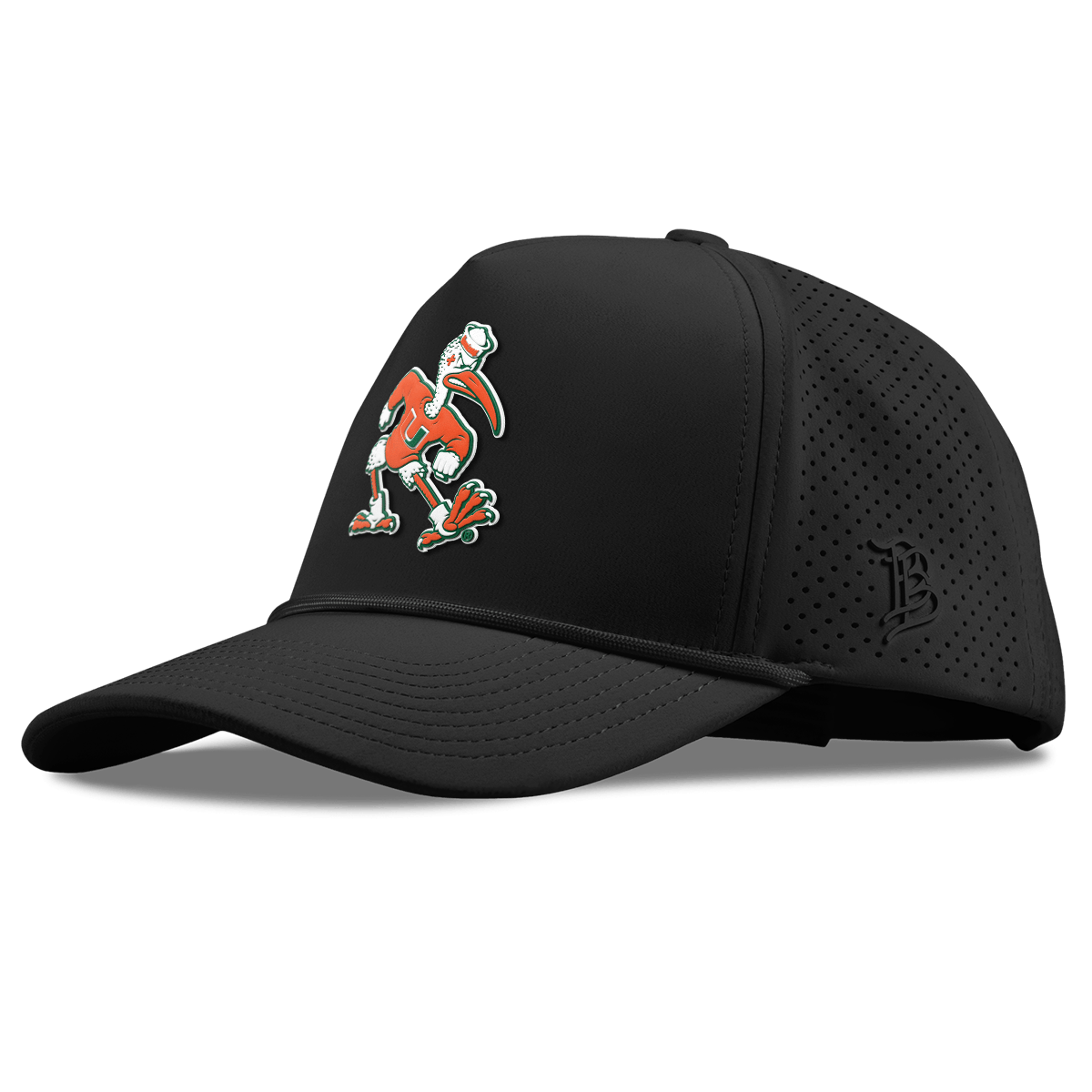 University of Miami "Sebastian the Ibis" Curved Elite XGen™ 5 Panel Rope Black