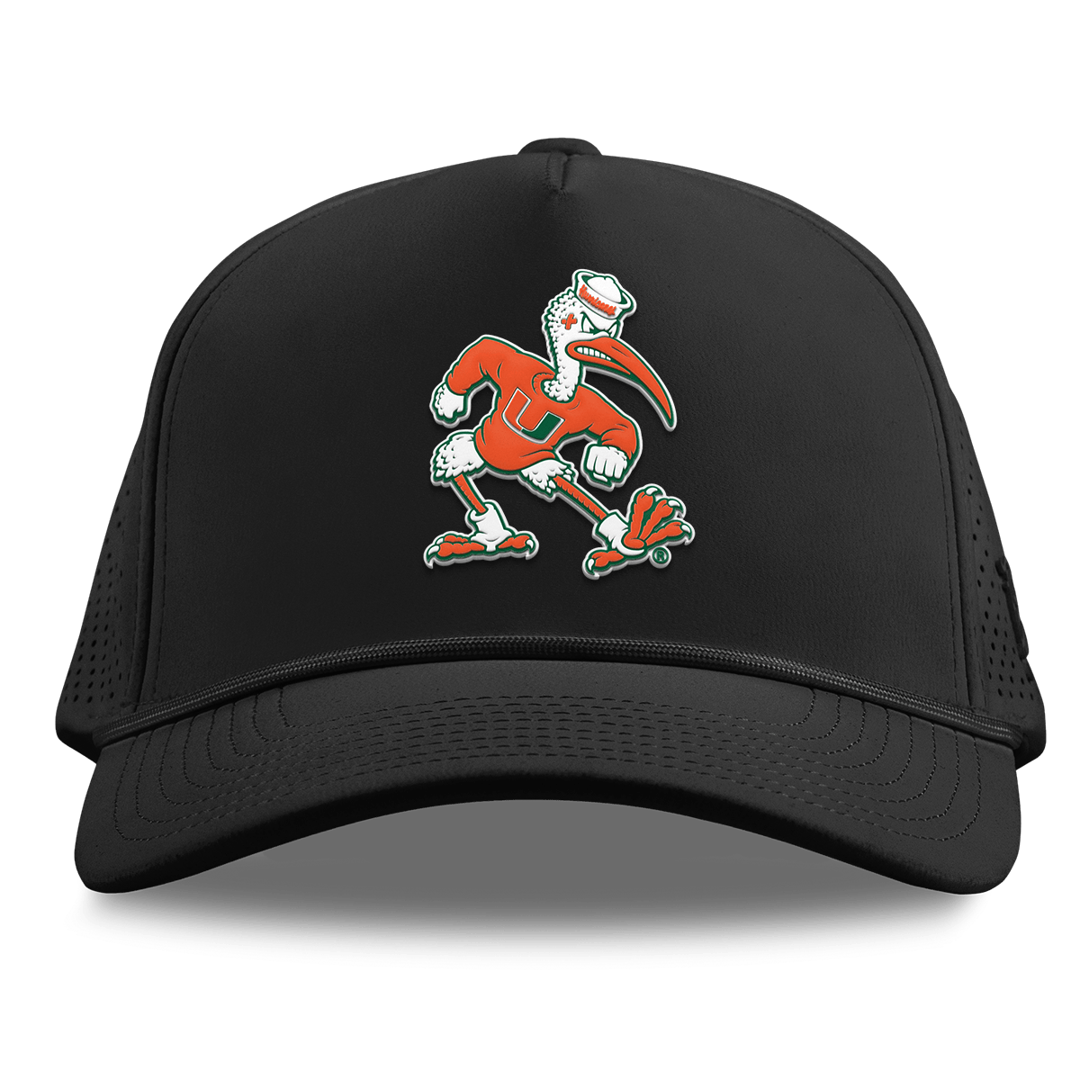 University of Miami "Sebastian the Ibis" Curved Elite XGen™ 5 Panel Rope Black