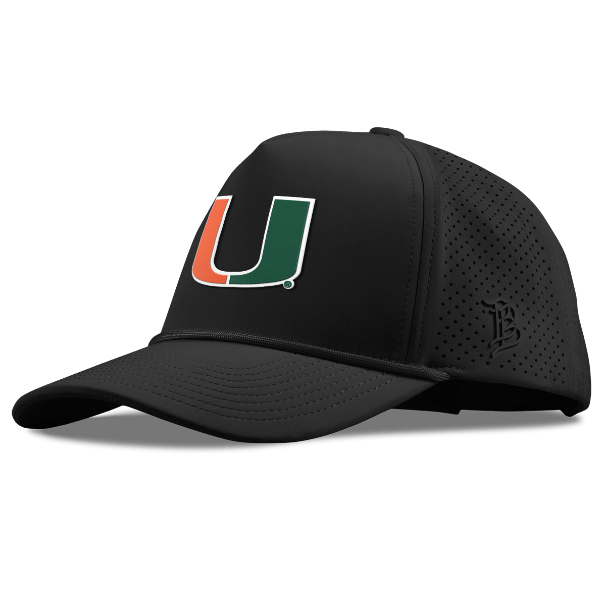 University of Miami "Miami Team Logo" Curved Elite XGen™ 5 Panel Rope Black