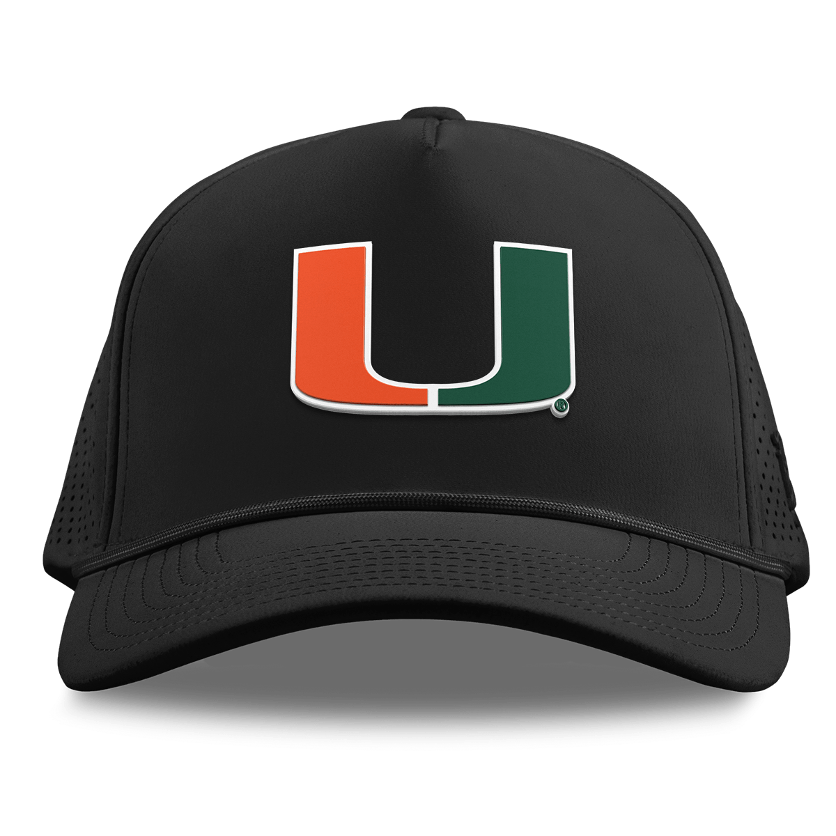 University of Miami "Miami Team Logo" Curved Elite XGen™ 5 Panel Rope Black