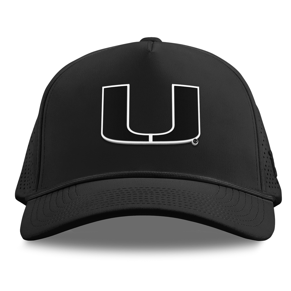 University of Miami "Vintage Miami Team Logo" Curved Elite XGen™ 5 Panel Rope Black