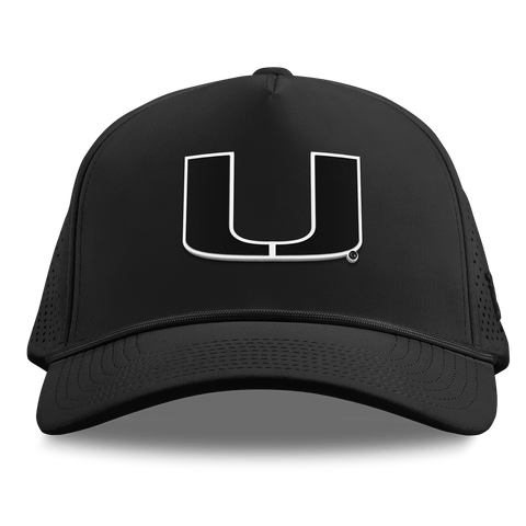 University of Miami "Vintage Miami Team Logo" Curved Elite XGen™ 5 Panel Rope Black