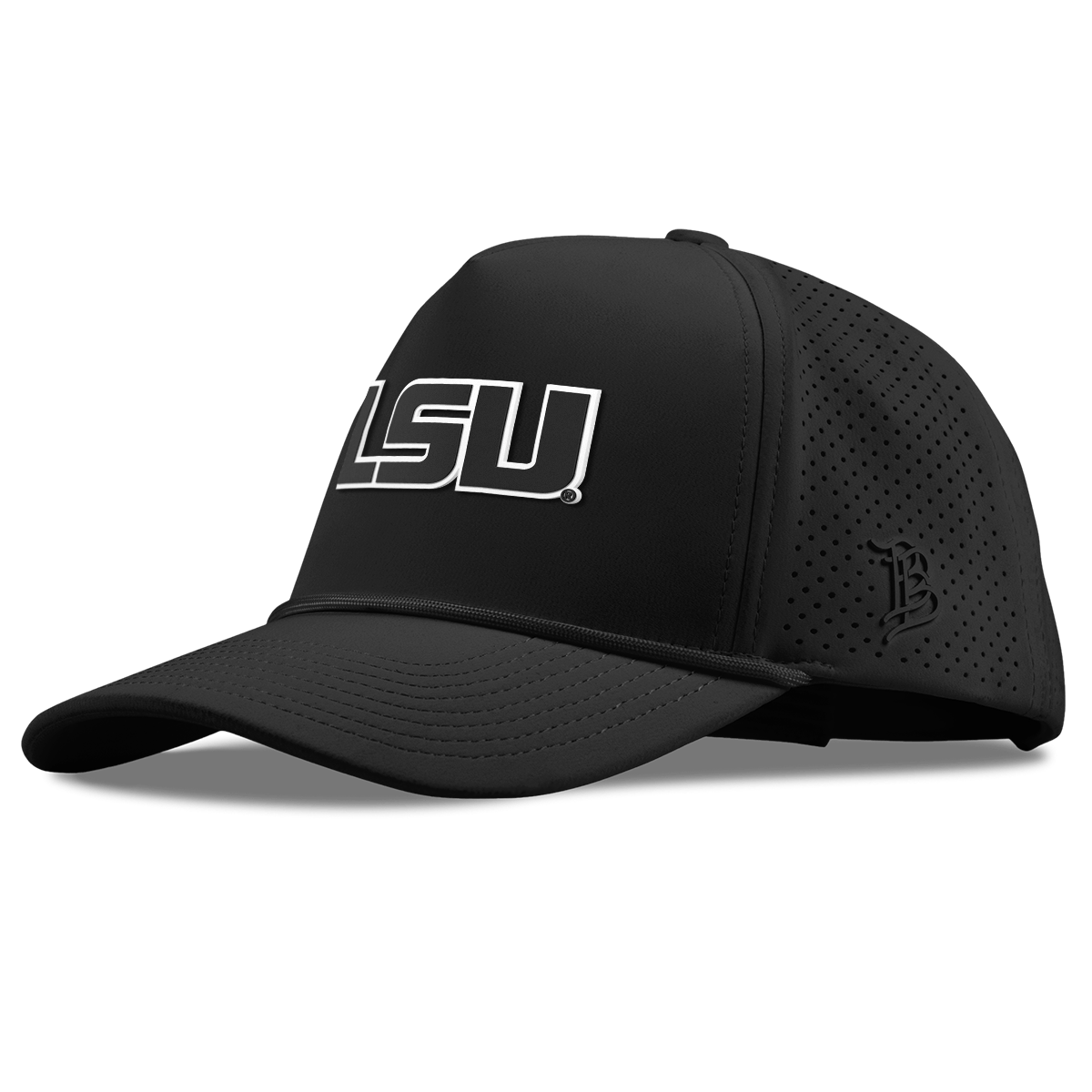 Louisiana State University "Vintage LSU Block" Curved Elite XGen™ 5 Panel Rope Black